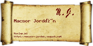 Macsor Jordán névjegykártya